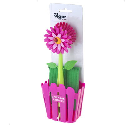 VIGAR Flower Power 3PC Sink Caddy Set PINK VGR-11099